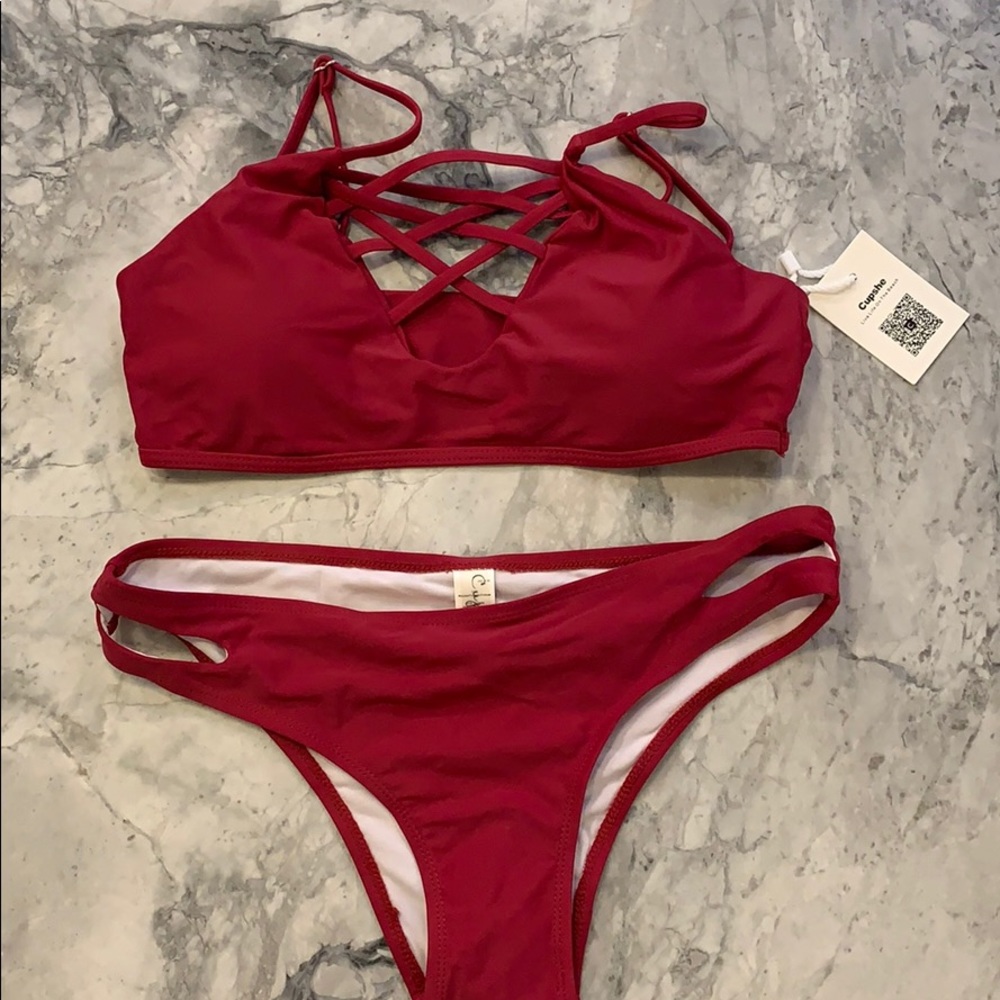 Never worn!  Wine red Cupshe bikini